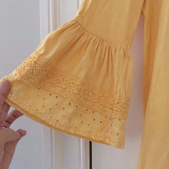 Altar’d State Yellow 3/4 Sleeve Boho Top Size S - Picture 3 of 5